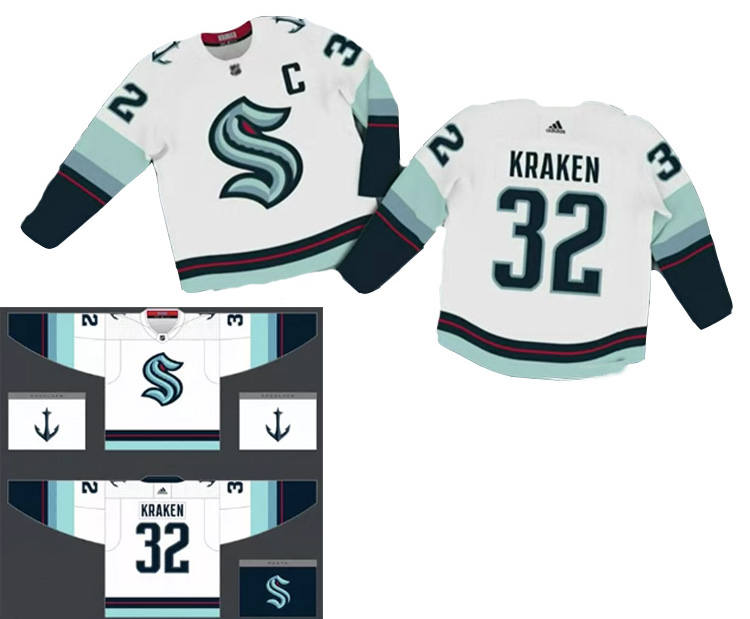 Custom Men New Seattle Kraken White nhl jerseys->more nhl jerseys->NHL Jersey